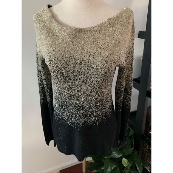 White House black market sweater size xs gold and black fancy - Picture 1 of 6